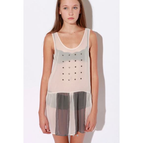 Sparkle & Fade SMALL Pink Studded Embellished Blouse Top Slip Urban Outfitters - Picture 8 of 8
